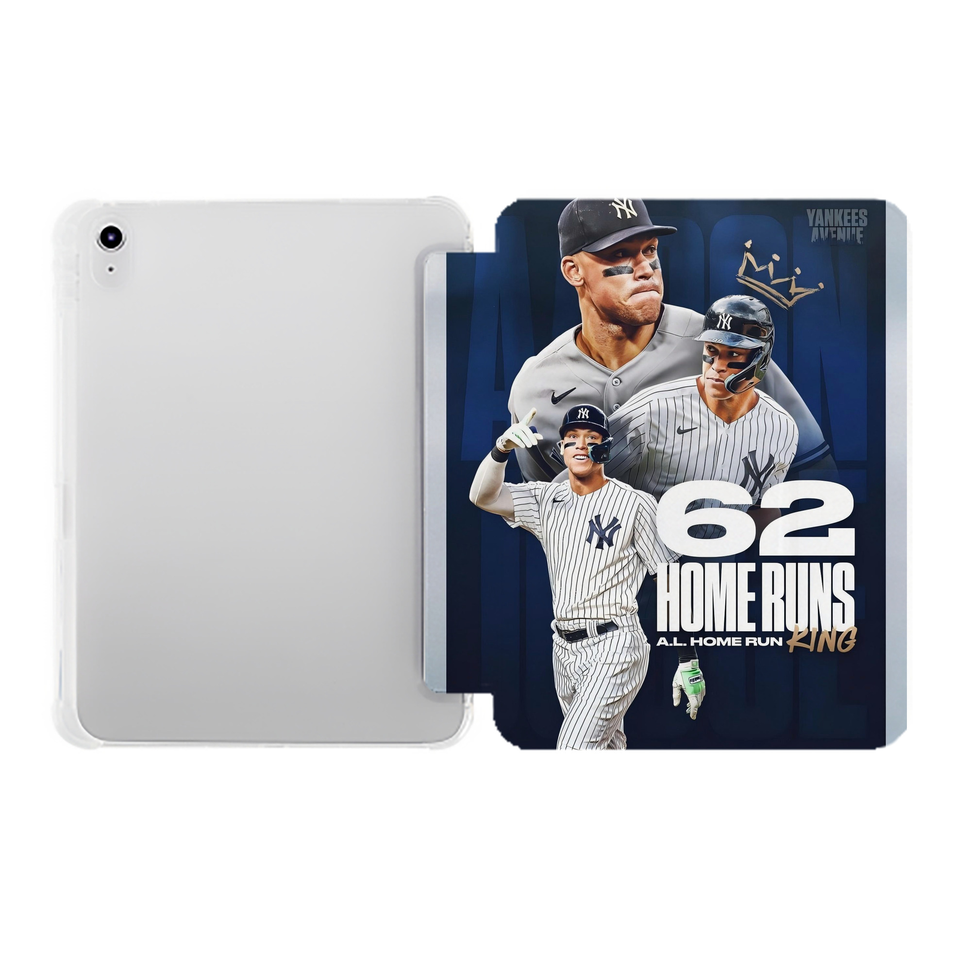 Aaron Judge 62 Home Runs AL Home Run King Premium Tri-Fold PU Leather & Silicone IPad Case With Pencil Slot – Fits 9.5,10.5,10.9 – Adjustable Stand, Slim, Protective